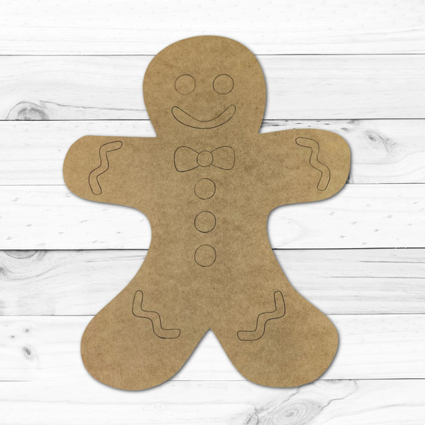 Gingerbread Man, Paint by Line, Christmas Shape, Unfinished Craft Shape