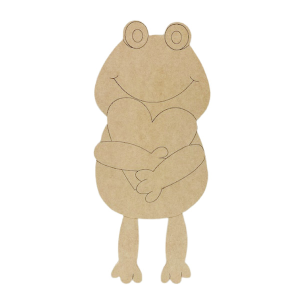 Frog holding heart, DIY Craft Art, Unfinished Craft