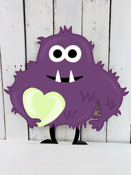 Monster holding Heart, DIY Craft Art, Unfinished Craft