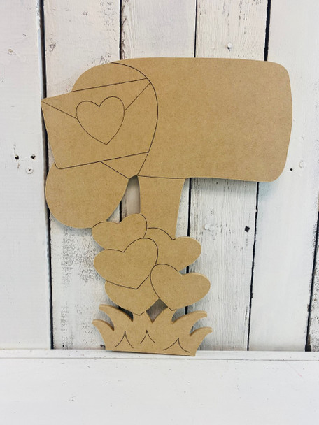 Valentine Heart Mailbox, Mail Box, MDF Wooden Craft, Unfinished Craft