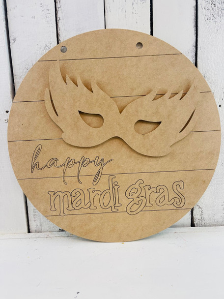 Happy Mardi Gras  Door Hanger Set 16" on 1/8", MDF Shape