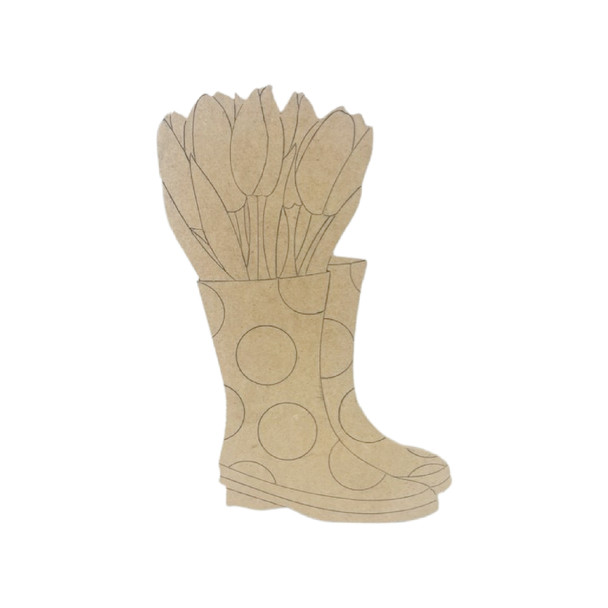 Unfinished polka dot rain boots