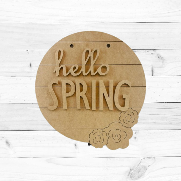Hello Spring Door Hanger Set 16" on 1/8", MDF Shape