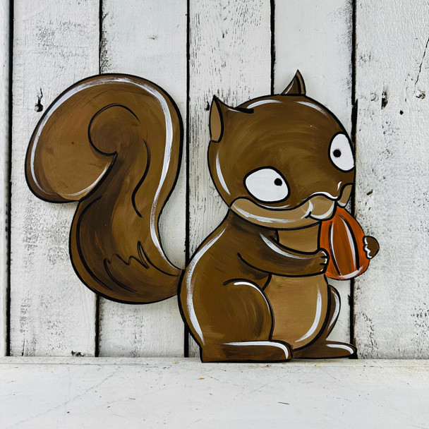 Animated Squirrel, Cartoon Shape, Paint By Line MDF Wooden Craft, Unfinished Craft