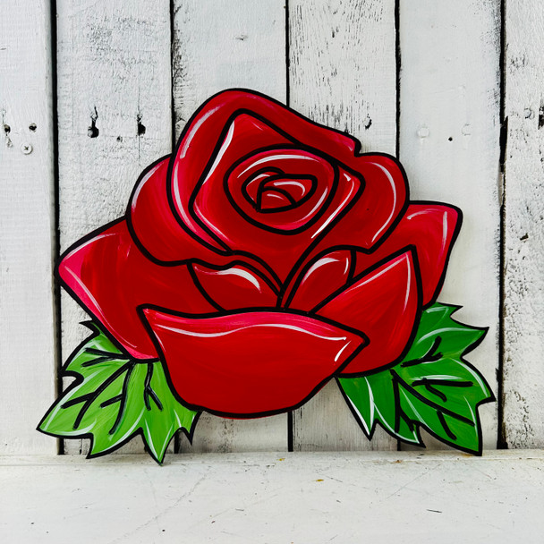 Rose, Floral Shape, Paint By Line MDF Wooden Craft, Unfinished Craft