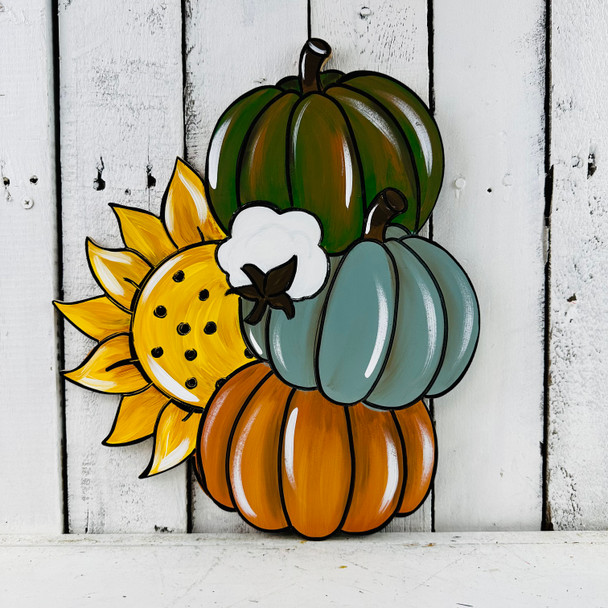 Finished Fall Pumpkin Cluster with Sunflower and Cotton