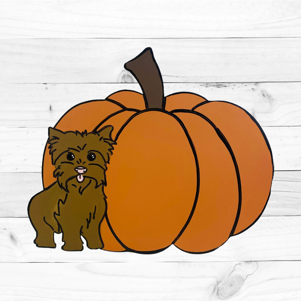 finished Pumpkin with Yorkie