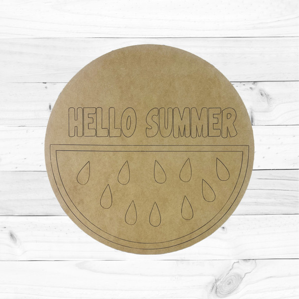 Unfinished Watermelon "Hello Summer" Door Hanger