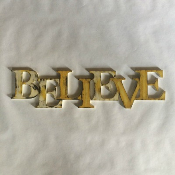 Unfinished Wooden Connected Block Word, Believe WS