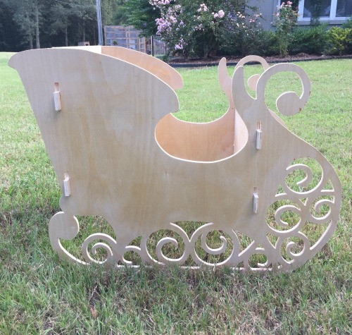 Santa's Sleigh Yard Art 1/2'' Pine Christmas Decor WS