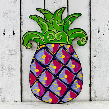 Tropical Flamingo With Pineapple, Unfinished Wooden Cutout Craft, Paint by  Line 