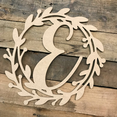 Cursive Monogram Letter Wreath, Unfinished DIY Craft WS ...