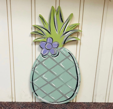 Tropical Flamingo With Pineapple, Unfinished Wooden Cutout Craft, Paint by  Line 