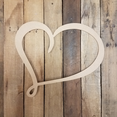 Buy Heart Unfinished Cutout, Wooden Shape, Paintable MDF