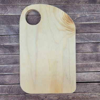 Circle Shape With Unique Handle Bread Board, Unfinished Wood Design 