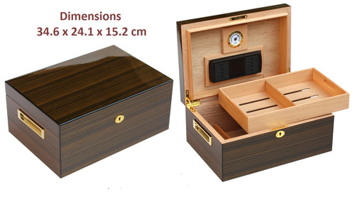 High Gloss Desktop Humidor - Brown