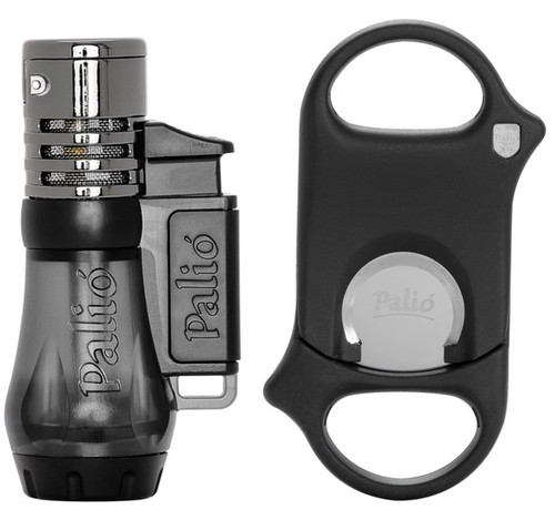 Palio Triple Jet Lighter & Cutter Gift Set -Black
