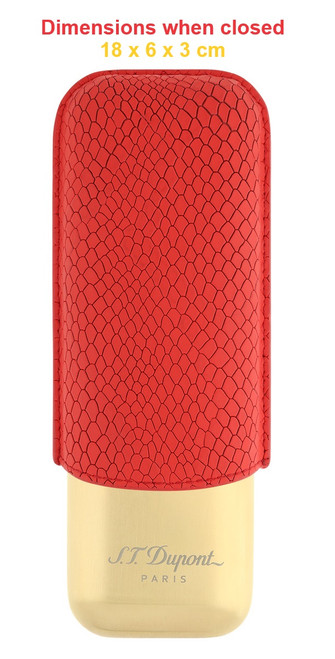 ST Dupont Two Cigar Case - Golden Dragon Red