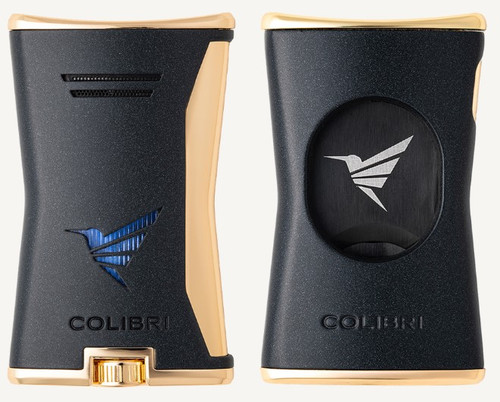 Colibri Slim Lighter & Cutter Gift Set - Black & Gold
