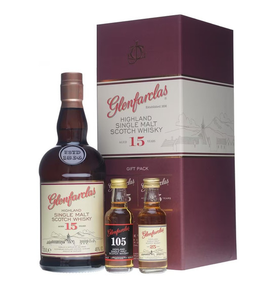Glenfarclas 15 Year Old Single Malt Scotch Whiskey Gift Set