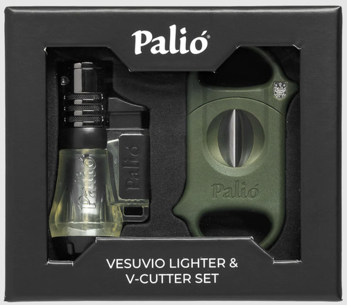 Palio Vesuvio Lighter & V Cutter Gift Set - Clear & Green