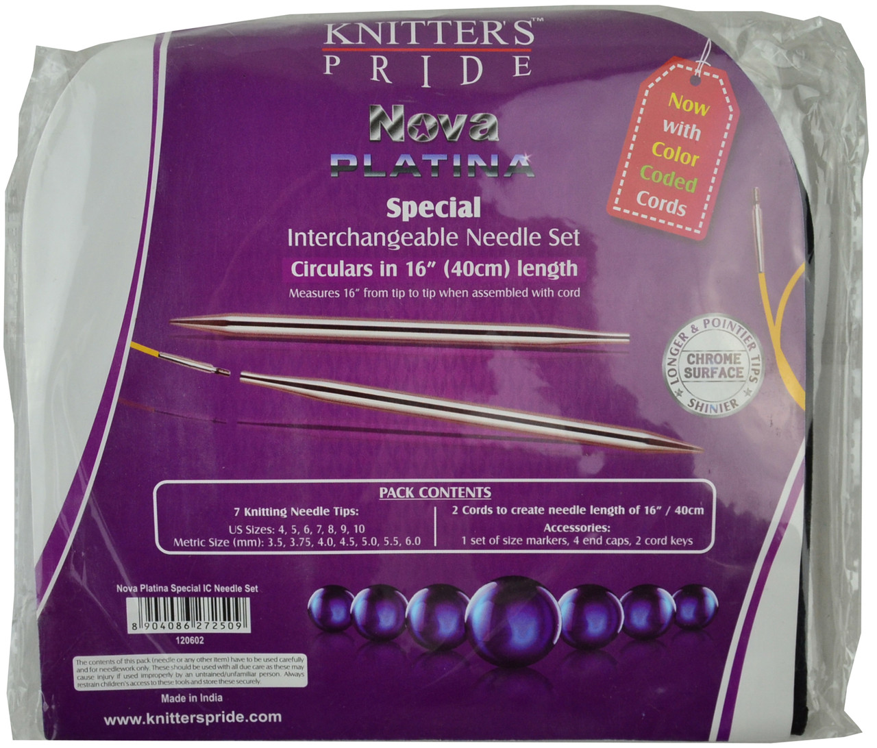 Nova Platina Single Point Knitting Needles 14 Size 11 by Knitter S Pride by Accessor