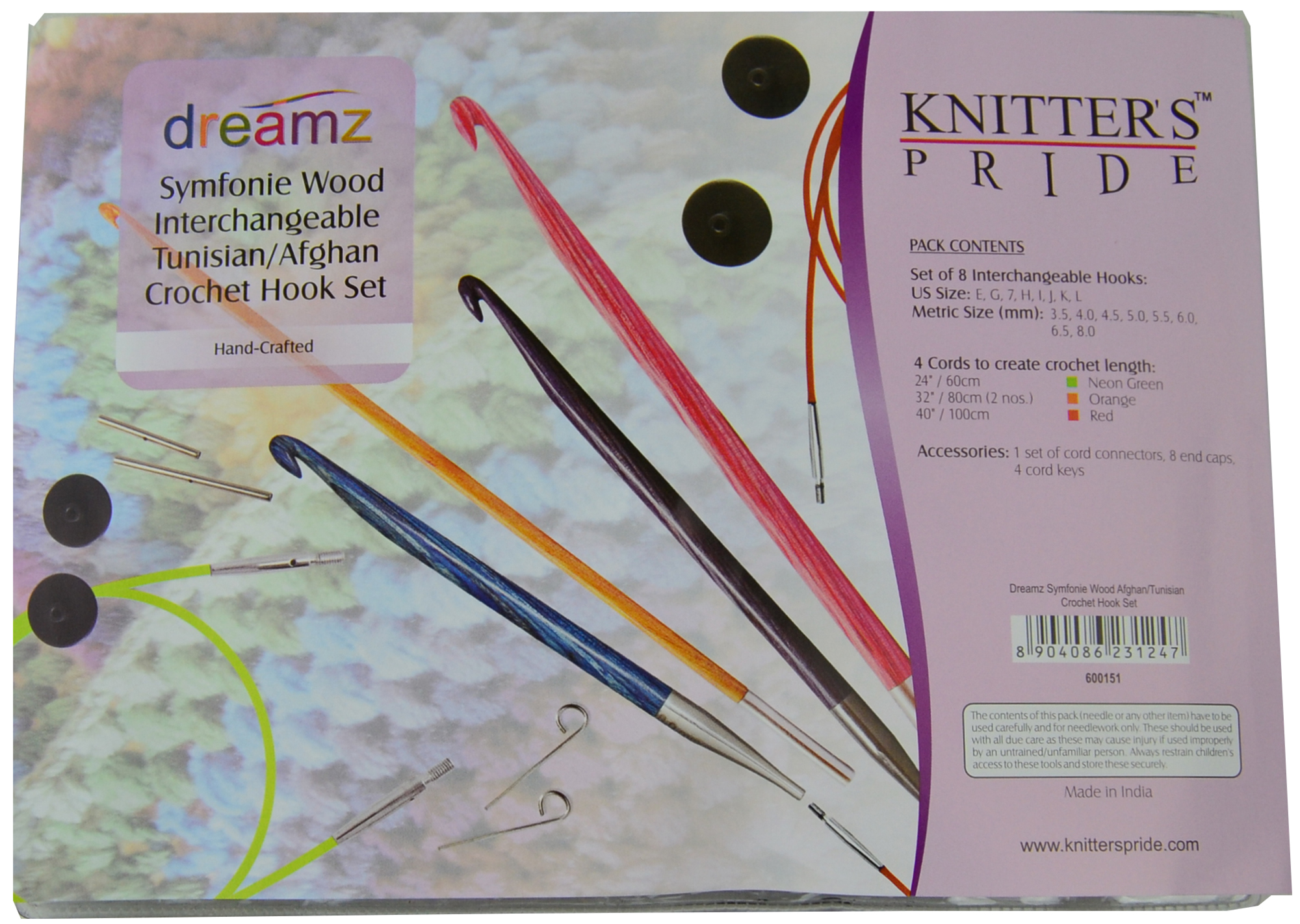 Knitter's Pride Symfonie Dreamz 8-Pack 24, 32 & 40 Interchangeable  Tunisian / Afghan Crochet Hooks Set, Free Shipping at Yarn Canada