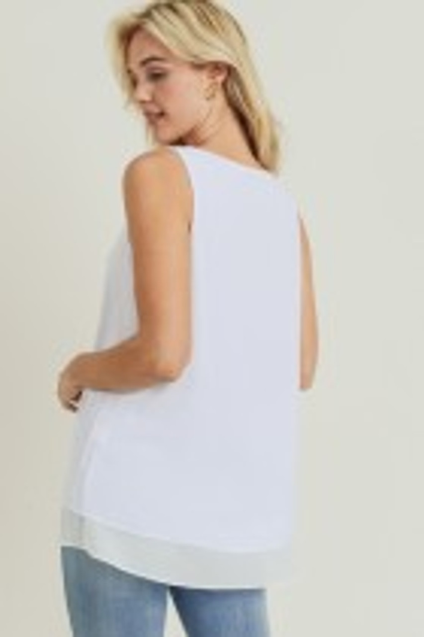 white chiffon tank top