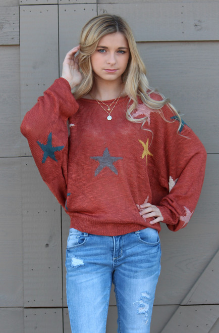 Copper Knit Star Sweater