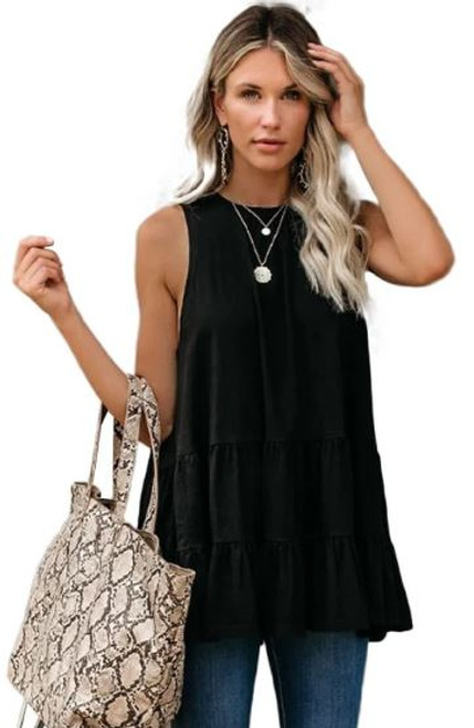 Sleeveless Open Back Top - Black