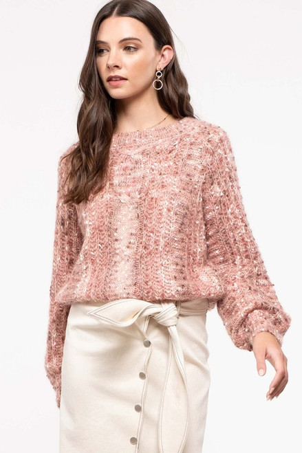 Textured Cable Sweater - Berry