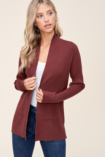 Chocolate Open Front Cardigan