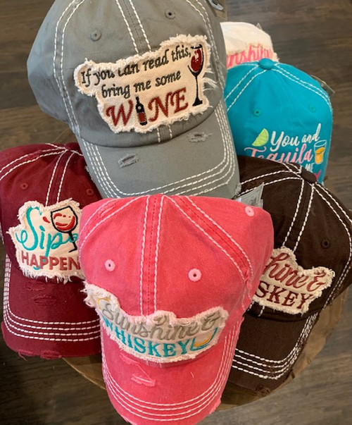 Distressed Ball Cap (Various Alcohol Messages)