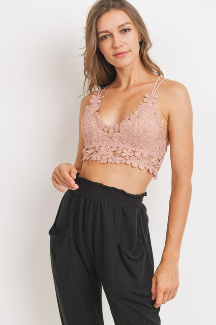 Floral Lace Bralette - Blush