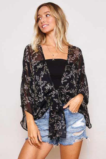 Floral Kimono - Black