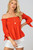 Red Smocked Off-The-Shoulder Top