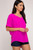 Hi-Lo V-Neck Short Sleeve - Hot Pink