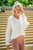 Fuzzy Hooded Dolman Top - Ivory