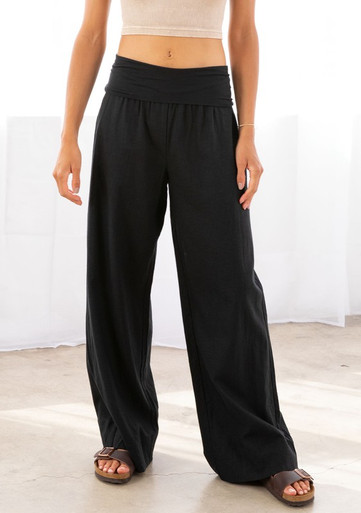 Black Wide Leg Linen Pant