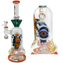 BIIGO - 14" Frightful Stare Toothsome Water Pipe - Orange - with 14M Bowl (MSRP $150.00)