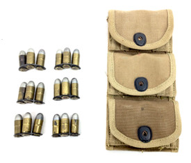 WWI 45 A.C.P. Ammo  Pouch - Original Ammo In Half Moon Clips