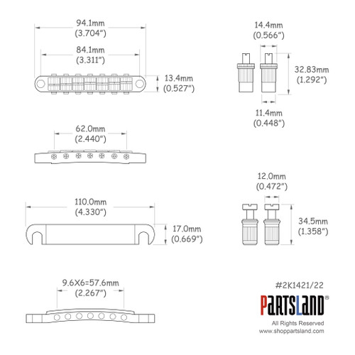7 String Tunamatic Style Bridge and Tail Set