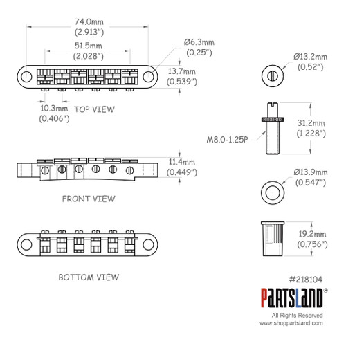 Nylon Saddle Tune-O-Matic Bridge/Large Post/C Clip