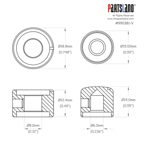 Half Dome Small Dot Dual Knob / Brass