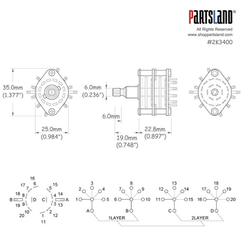 PRS style 5-way Rotary Switch