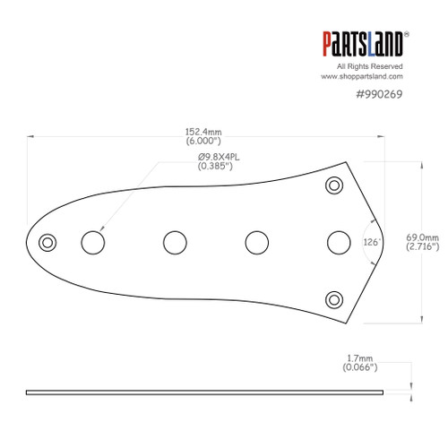 Jazz bass® style Control Plate / 4 holes