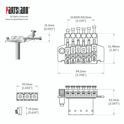 <drop> Floydrose® Style Double Locking Tremolo w/Steel Plate