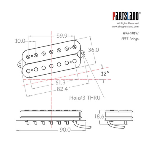 7-string Fanned Fret Humbucker Pickup / Alnico 5 7-string Fanned Fret Humbucker Pickup / Alnico 5