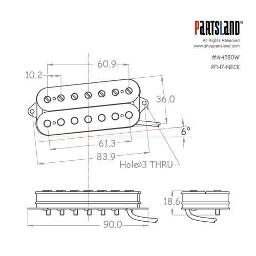 7-string Fanned Fret Humbucker Pickup / Alnico 5 7-string Fanned Fret Humbucker Pickup / Alnico 5