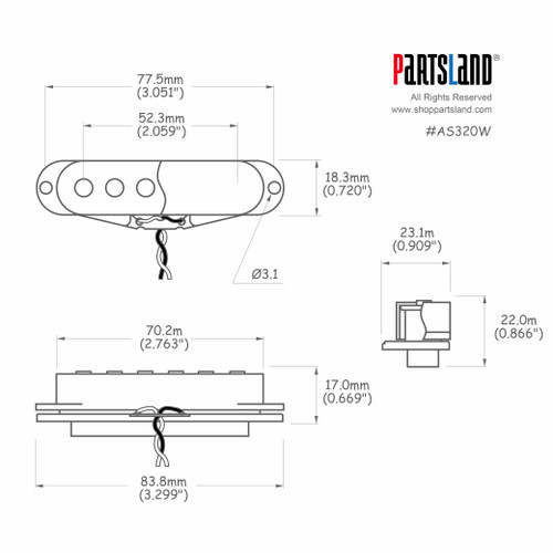 <DROP>Flat Pole Single coil Pickup Non-exposed Cover / Ceramic